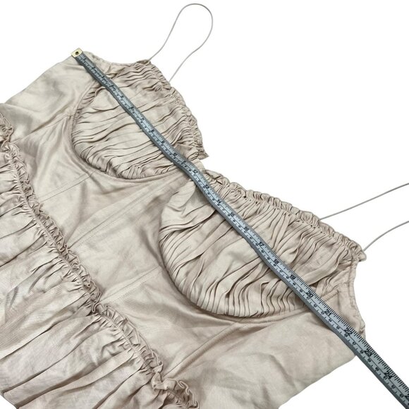 Brock Collection x H&M Organic Linen Pleated Peplum Corset Blouse Cream XXL NWT - Picture 9 of 11